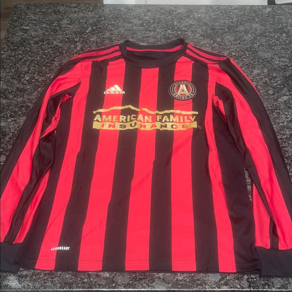 Adidas  Red and Black Striped Long Sleeve Shirt